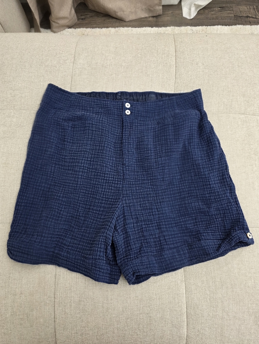 Soft Surroundings 1X Navy Textured Pull-On Bermuda Shorts